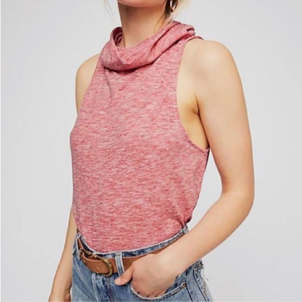 We The Free Summer Thing Sleeveless Cowl Neck Heathered Red Top size Small